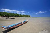 Travel photography:Wooden boat on Boipeba Island beach, Brazil