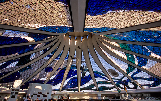 Inside the Catedral Metropolitana in Brasilia, by architect Oscar Niemeyer