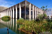 Travel photography:The Itamarati palace (Ministry of Foreign Affairs building) in Brasilia, by architect Oscar Niemeyer, Brazil