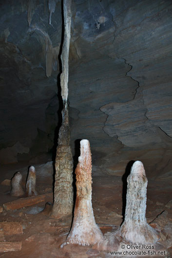 Stalagmites inside the Gruta da Lapa Doce near Lençóis