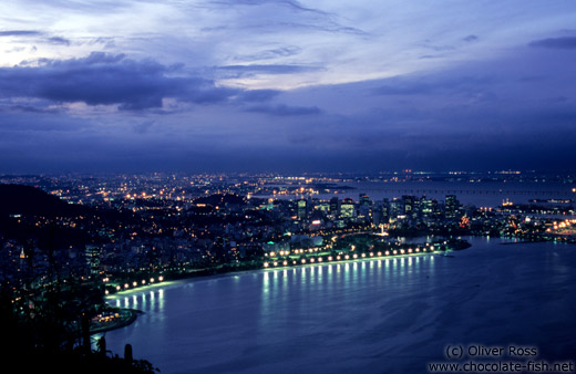 View of the Flamengo district in Rio after sunset from the Pão de Açúcar (Sugar Loaf)