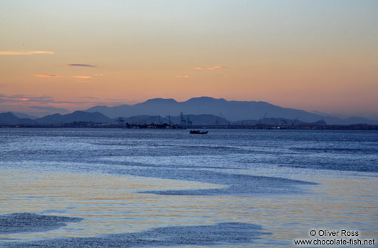 Guanabara bay in Rio at dusk 