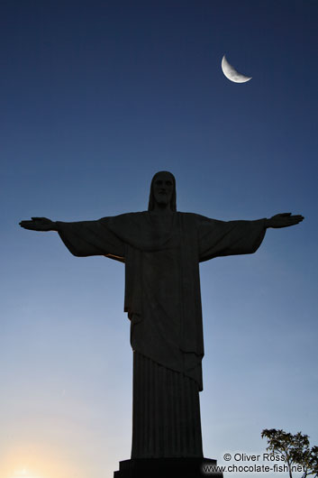 Silhouette of the Christ statue on top of Corcovado