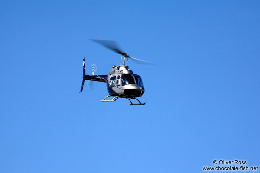 Flying helicopter on top of Corcovado in Rio