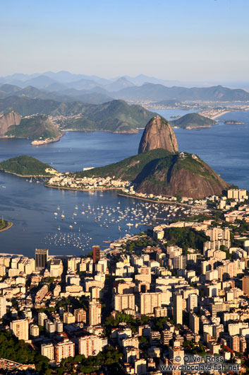 Panoramic view of the Sugar Loaf (Pão de Açúcar) in Rio at dusk