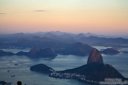 Panoramic view of the Sugar Loaf (Pão de Açúcar) in Rio after sunset