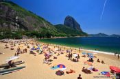 Travel photography:Praia Vermelha in Rio with the Sugar Loaf (Pão de Açúcar) in the background, Brazil