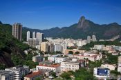 Travel photography:View of Rio´s Urca district from a gondola ascending the Sugar Loaf (Pão de Açúcar), Brazil