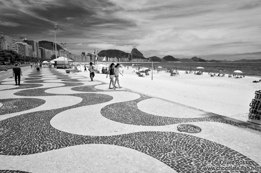 The typical pavement of Copacabana beach in Rio de Janeiro 