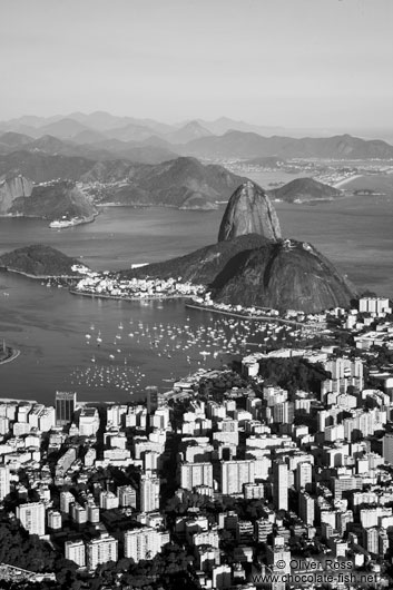 View of the Sugar Loaf (Pão de Açúcar) from the Corcovado in Rio de Janeiro