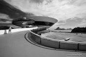 Travel photography:The Museum of Contemporary Art in Niterói with the Sugar Loaf (Pão de Açúcar) in the background, Brazil