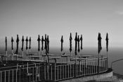 Travel photography:Closed umbrellas outside a cafe atop Corcovado in Rio de Janeiro, Brazil