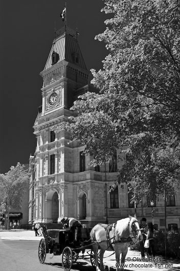 Horse Carriage near Place d`Armes in Quebec city
