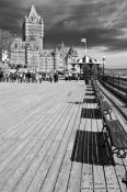 Travel photography:Quebec´s Château Frontenac castle with Terrasse Dufferin promenade , Canada
