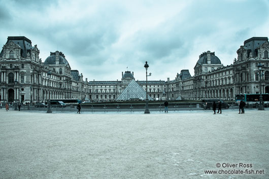 Cyanotype image of the Louvre museum in Paris