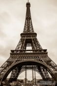 Travel photography:Sepia toned image of the Paris Eiffel Tower, France