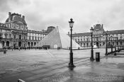 Travel photography:Paris Louvre museum with glass pyramid, France