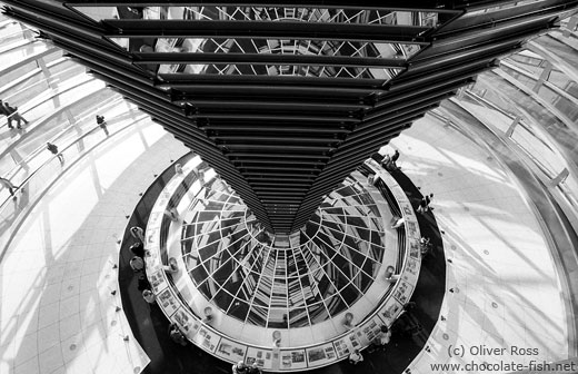 Mirror construction within the glass cupola atop the Reichstag building