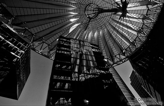 Buildings and roof construction at Berlin´s Sony Centre on Potsdamer Platz 