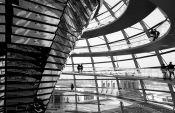 Travel photography:Walkways circle the central mirror construction, Germany