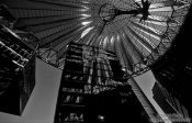 Travel photography:Buildings and roof construction at Berlin´s Sony Centre on Potsdamer Platz , Germany