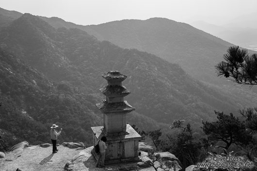 Gyeongju Namsan mountain three storied pagoda at Yongjangsa