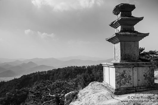 Gyeongju Namsan mountain three storied pagoda at Yongjangsa