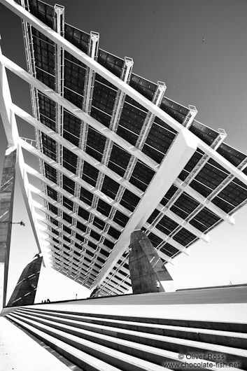 Large array of solar panels at the Barcelona Forum