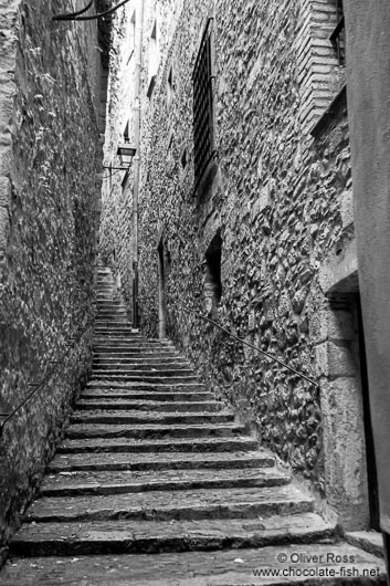 Staircase in Girona`s historical old town