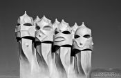 Travel photography:Sculptures on top of La Pedrera in Barcelona, Spain