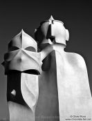 Travel photography:Sculptures on top of La Pedrera in Barcelona, Spain