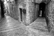 Travel photography:Street in Girona`s historical old town, Spain