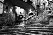 Travel photography:Stairs in Girona`s historic old town, Spain