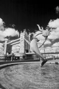 Travel photography:The Tower Bridge in London with fountain, United Kindom, England