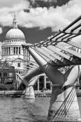 Travel photography:The London Millennium Bridge with St Paul´s Cathedral and River Thames, United Kindom, England
