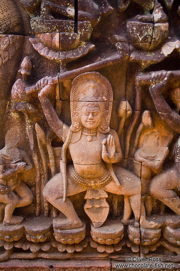 Facade detail at the terrace of the Leper King at Angkor Thom 