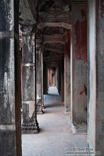 Columns inside Angkor Wat 