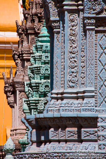 Row of stupas at Wat Ohnalom in Phnom Penh