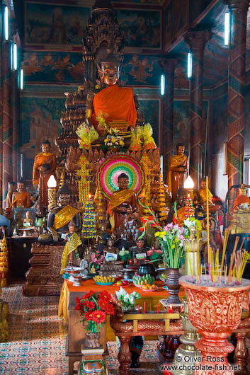 Inside Wat Phnom in Phnom Penh