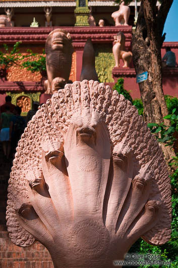 Multi-headed serpent at Phnom Penh´s Wat Phnom 