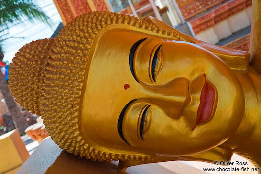 Smiling Buddha at a temple in Phnom Penh