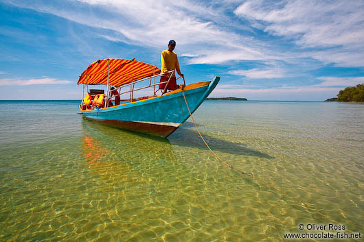 Boat anchored at Kaoh Ta Kiev Island near Sihanoukville