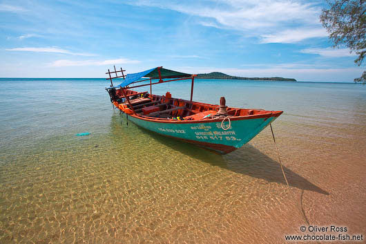 Boat anchored at Kaoh Ta Kiev Island near Sihanoukville