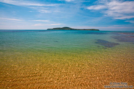 View of Kaoh Ruessel (Bamboo Island) in the distance from Kaoh Ta Kiev Island 