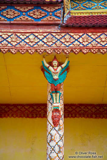 Facade detail at a temple between Sihanoukville and Kampott 
