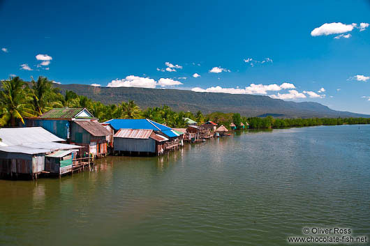 Houses along a river between Sihanoukville and Kampott 