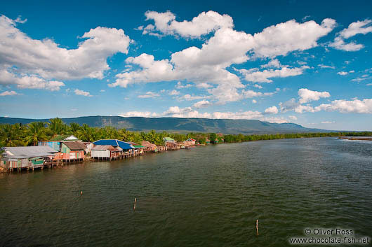 Houses along a river between Sihanoukville and Kampott 