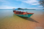 Travel photography:Boat anchored at Kaoh Ta Kiev Island near Sihanoukville, Cambodia