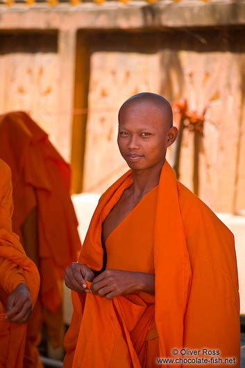 Buddhist monk novice at a temple near Odonk (Udong) 