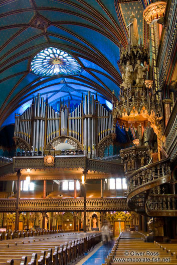 Inside the Basilica de Notre Dame cathedral in Montreal